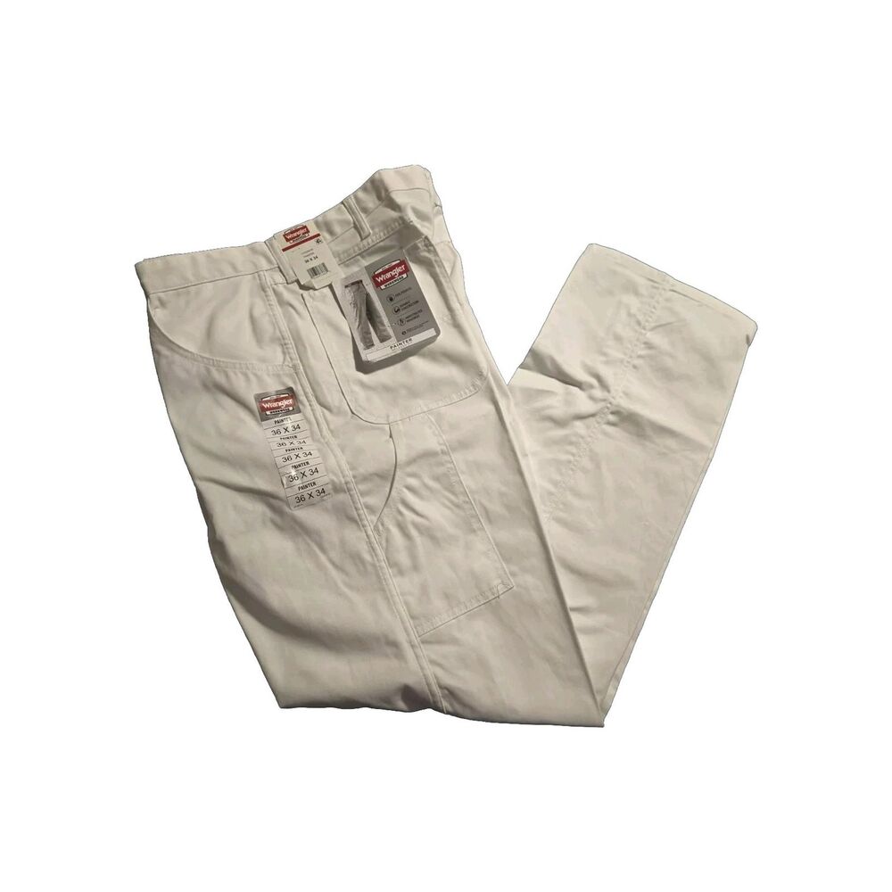 Wrangler Workwear Painter Pants Mens White Relaxed Fit 44 X 32 Tool Pocket Cargo